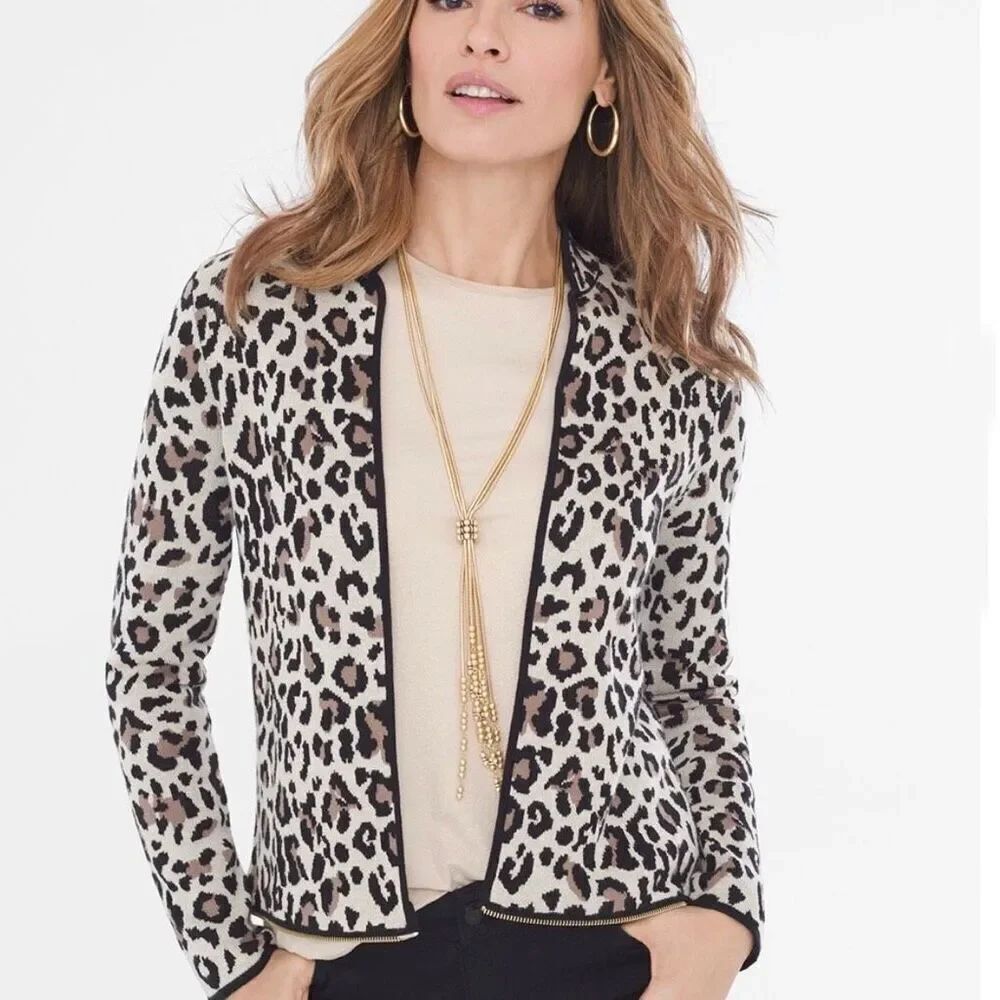Chico's Convertible Leopard-Print Cardigan size Large - Picture 10 of 10